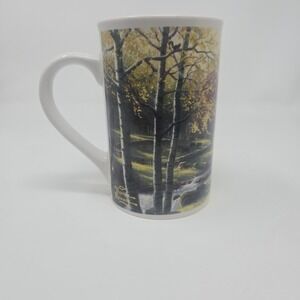 VTG 2001 Thomas Kinkade Aspen Chapel Cabin Art Print Stoneware Coffee Mug Cup